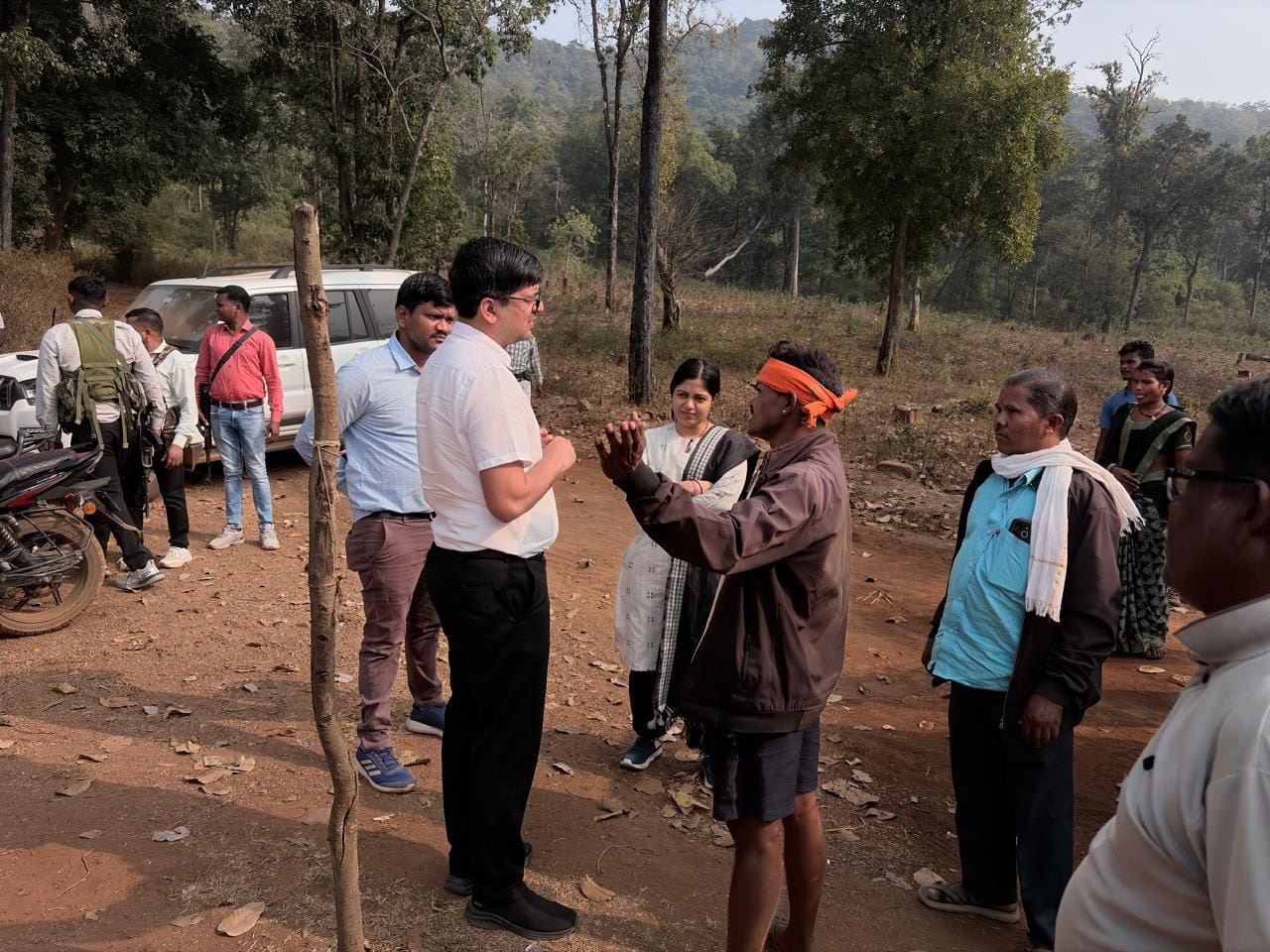 Bijapur Collector IAS Sambit Mishra and CEO Namrata Choube in Abujhmad