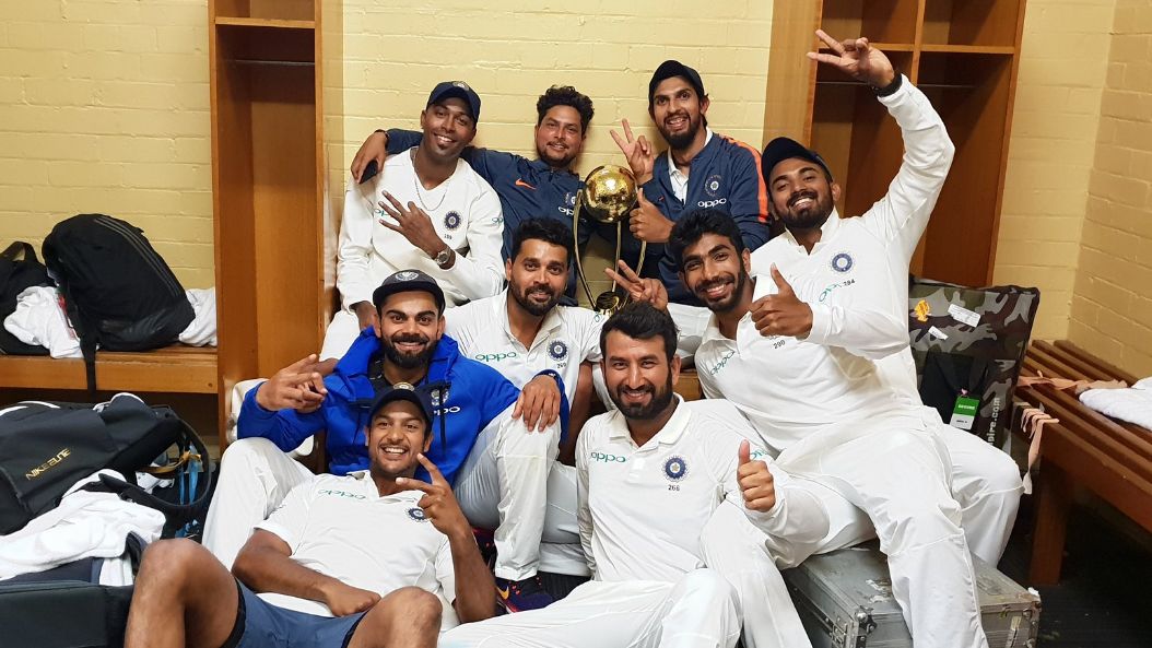 Watch: India&rsquo;s Dressing Room Celebrations After Historic Aus Win