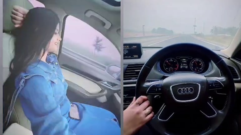 ड्राइवर के बगल वाली सीट पर बैठकर ऑडी चलाती लड़की, RTO ने ठोका 32 हजार का चालान