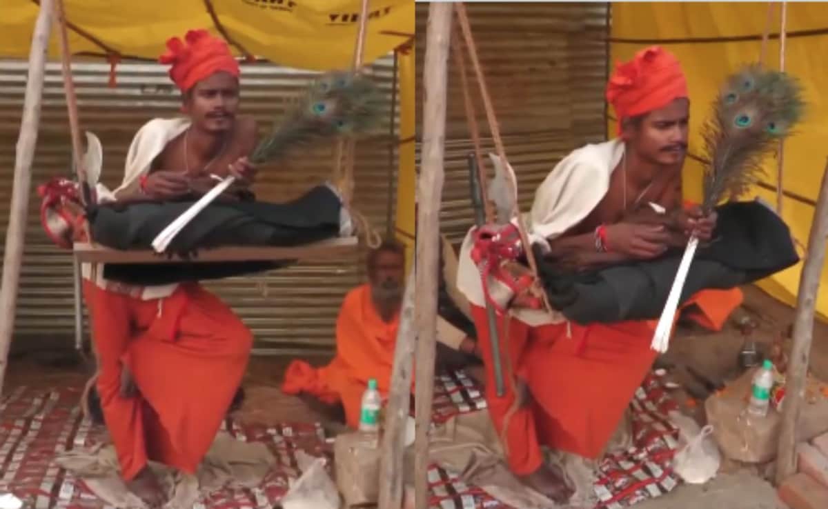Sadhu Claiming To Be Standing For 7 Years Draws Attention At Magh Mela