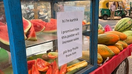Witty Poster At Local Fruit Cart Perfectly Captures "Peak Bengaluru Moment"