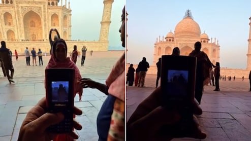 ये तस्वीर नहीं इमोशन है... कीपैड फोन से ताज महल के सामने पत्नी का फोटो खींचा, लोग बोले- 2026 का बेस्ट मोमेंट