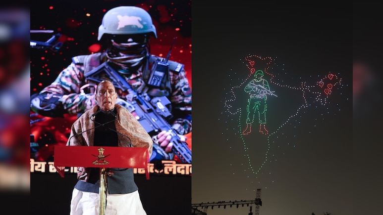 शौर्य संध्या पर भारत के वीरों को ड्रोन शो से किया नमन, राजनाथ सिंह बोले- &lsquo;ऑपरेशन सिंदूर&rsquo; अभी खत्म नहीं हुआ
