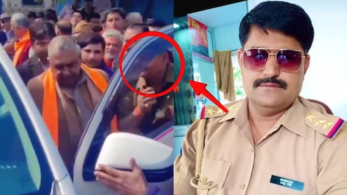 वर्दी हो गई नतमस्तक... SHO ने कानपुर में सांसद के छुए पैर, VIDEO वायरल होते ही भड़के लोग