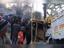 ट्रक चालक ने खोया पर नियंत्रण, दो घरों में जा घूसा; एक युवक भी घायल