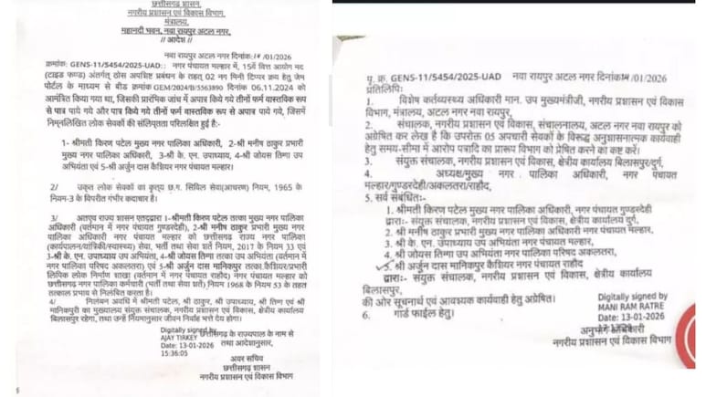 CMO समेत 5 अधिकारी निलंबित, रिश्वत लेकर चहेती फर्मों को पहुंचाया था लाभ; मल्हार नगर पंचायत ठेका घोटाला मामले में एक्शन