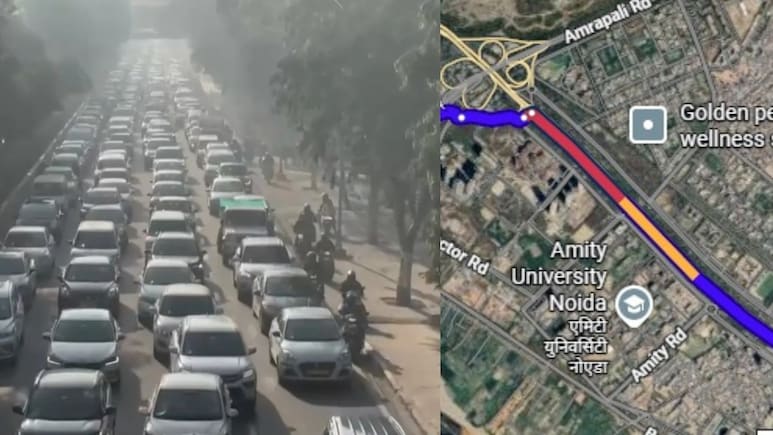 नोएडा&ndash;ग्रेटर नोएडा में भारी ट्रैफिक जाम, नोएडा एक्सप्रेसवे से FNG तक रेंगती दिखीं गाड़ियां, जानिए क्या है कारण