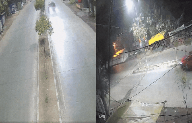 VIDEO: तेज रफ्तार कार बिजली के खंभे से टकराई, एयरबैग ने बचाई ड्राइवर की जान
