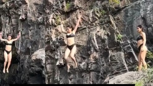 'दंगल' एक्ट्रेस ने पहाड़ से नदी में छलांग का वीडियो किया शेयर तो फैंस ने पकड़ ली ये गलती