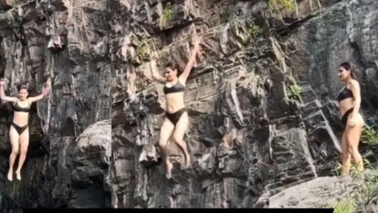 'दंगल' एक्ट्रेस ने पहाड़ से नदी में छलांग का वीडियो किया शेयर तो फैंस ने पकड़ ली ये गलती