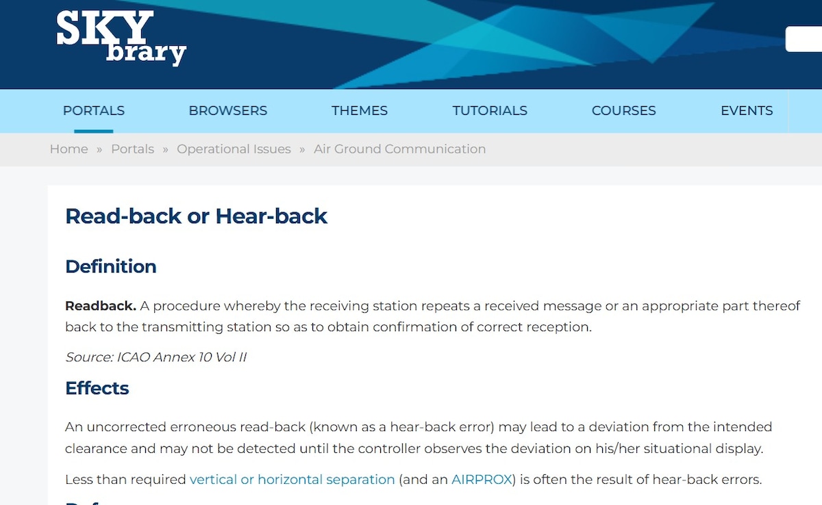skybrary readback screenshot
