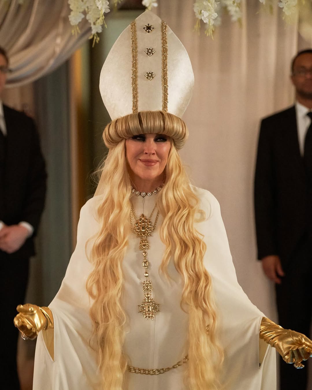 Moira Rose in an Alexander McQueen gown. Photo: Moira Rose in an Alexander McQueen gown. Photo: