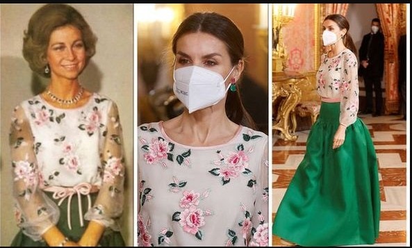 Queen Letizia recycles 1977 dress in a tribute to Queen Sofia. Photo: X