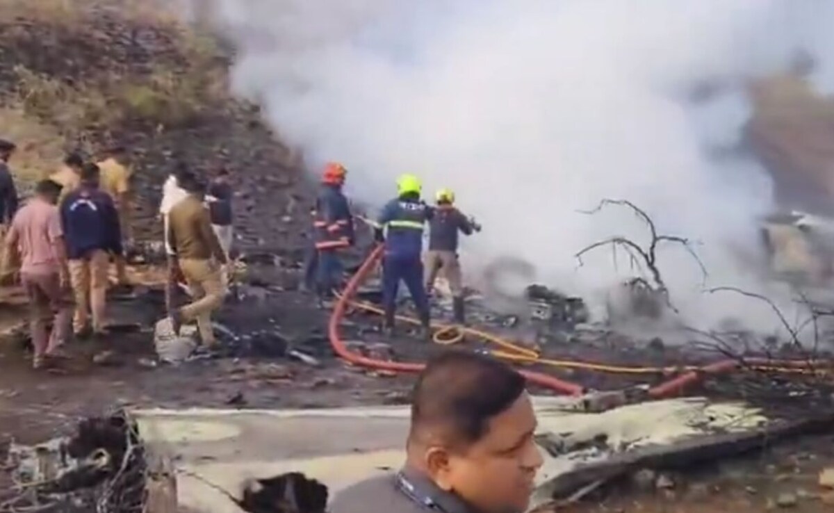 Video Shows Ajit Pawar's Plane In Pieces, On Fire After Crash Landing
