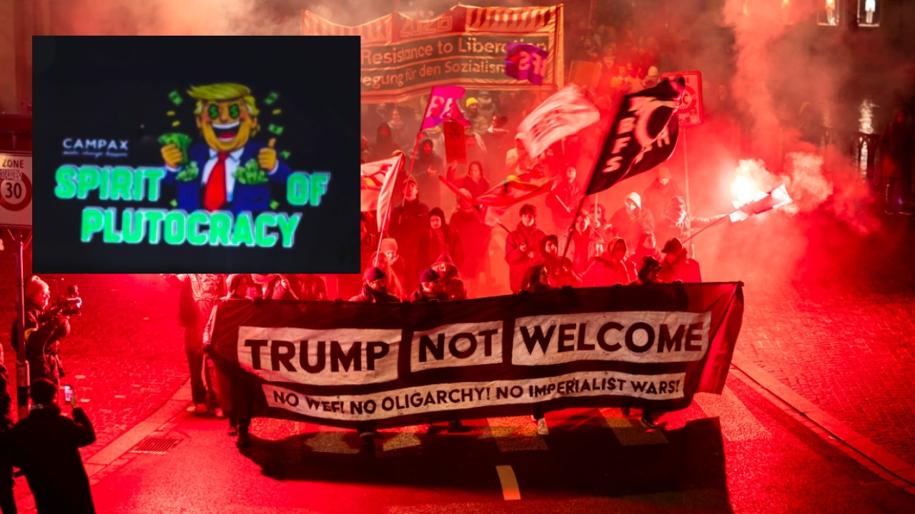 बर्फ के पहाड़ से लेकर सड़कों तक, ट्रंप की 'दादागीरी' के खिलाफ दावोस में प्रदर्शन