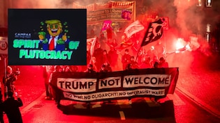 बर्फ के पहाड़ से लेकर सड़कों तक, ट्रंप की 'दादागीरी' के खिलाफ दावोस में प्रदर्शन