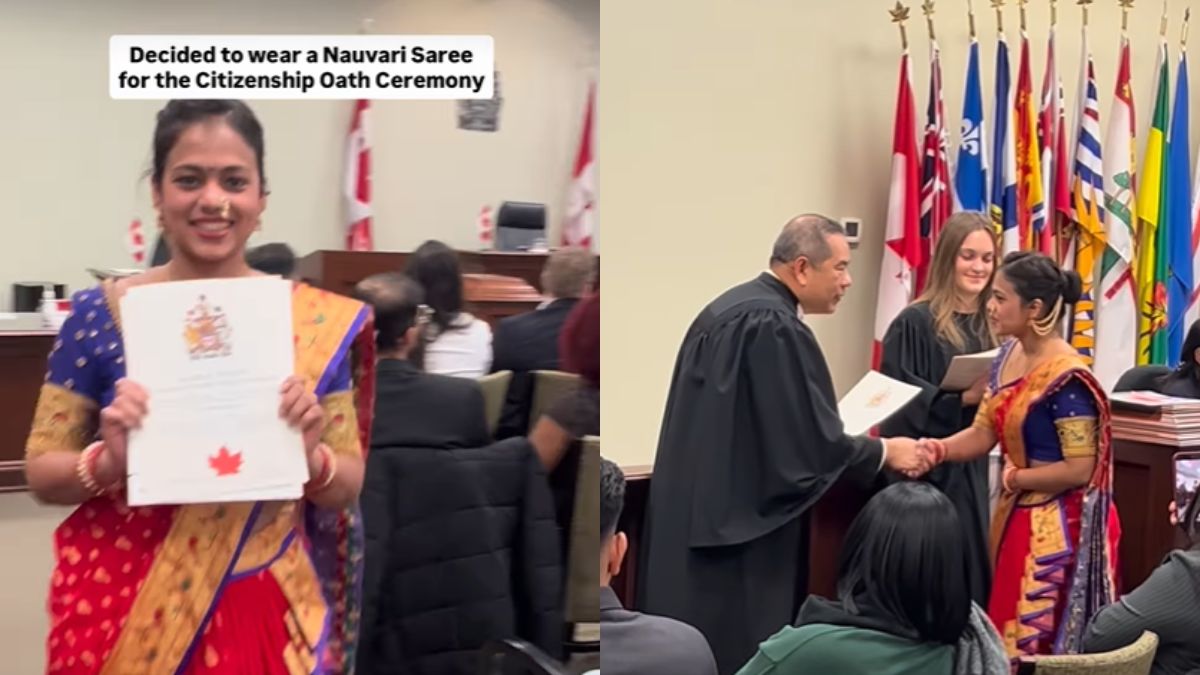 Indian Woman Wears Nauvari Saree To Canadian Citizenship Ceremony, Says She's 'Keeping Her Roots Alive'