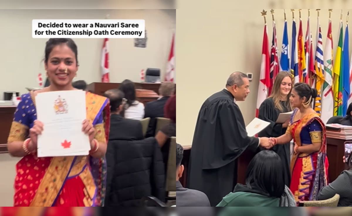 Indian Woman Wears Nauvari Saree To Canadian Citizenship Ceremony, Says She's 'Keeping Her Roots Alive'