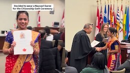 Indian Woman Wears Nauvari Saree To Canadian Citizenship Ceremony, Says She's 'Keeping Her Roots Alive'