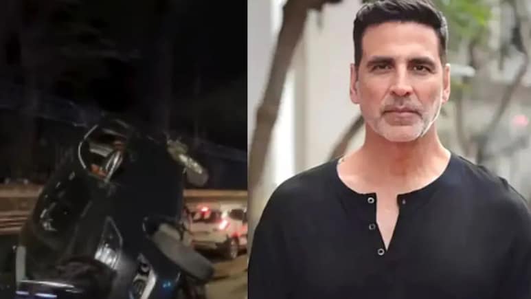 अक्षय कुमार के काफिले की कार का जबरदस्त एक्सिडेंट, ऑटो से हुई टक्कर दो टायर पर खड़ी हो गई कार