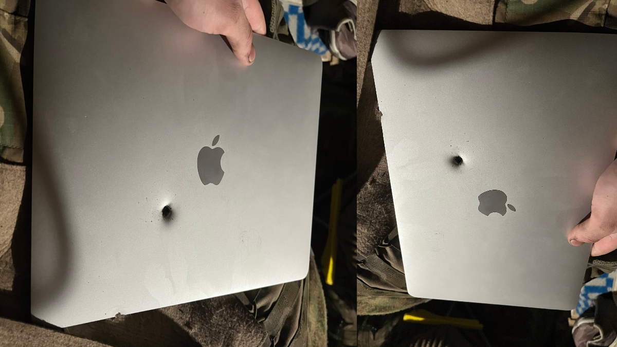 MacBook Air पर लगी तोप की गोली! फिर भी चलती रही स्क्रीन