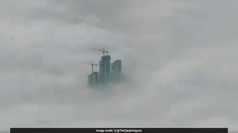 घने कोहरे के बीच से झांकती नोएडा की ऊंची इमारतें...फोटो ने सोशल मीडिया पर मचाई खलबली