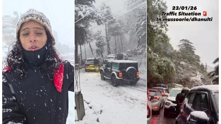 प्लीज मत आओ, कार खाई में गिर गईं... पहाड़ों पर बर्फ और ट्रैफिक जाम में फंसी इस महिला की अपील सुन लें