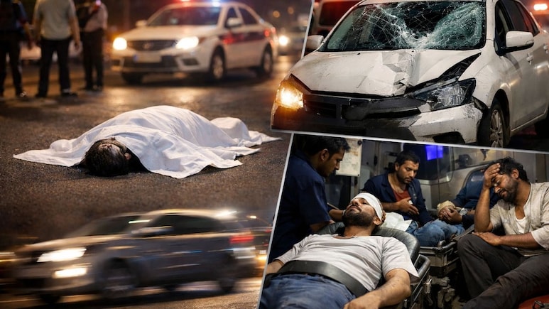 तेज रफ्तार कार ने दो राहगीरों और एक बाइक सवार को रौंदा, एक की मौत और तीन घायल