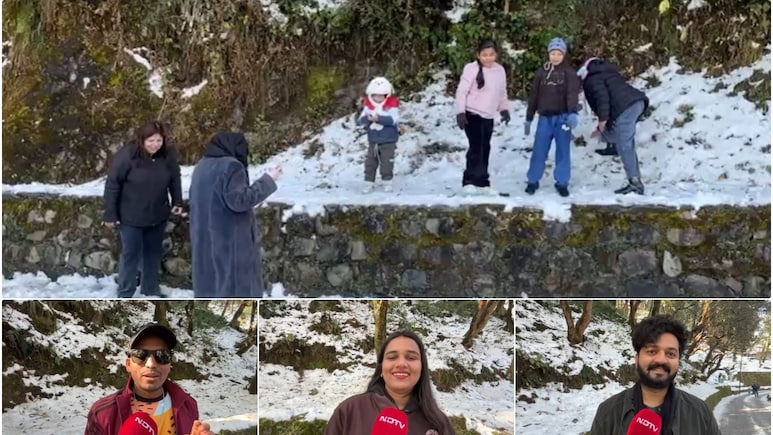 मसूरी, नैनीताल, औली और चोपता, सीजन की पहली बर्फबारी देख झूमे टूरिस्ट, सड़कों पर गाड़ियों का लंबा रेला