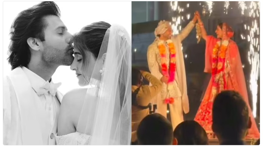 कृति सेनन की बहन नूपुर सेनन ने बॉयफ्रेंड स्टेबिन बेन से क्रिश्चियन वेडिंग के बाद हिंदू रीति-रिवाजों से की शादी की, वरमाला का वीडियो वायरल