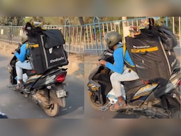 सरस्वती पूजा पर हैरान कर देने वाला नजारा, डिलीवरी बैग में नजर आया कुछ ऐसा..वायरल हो गया वीडियो