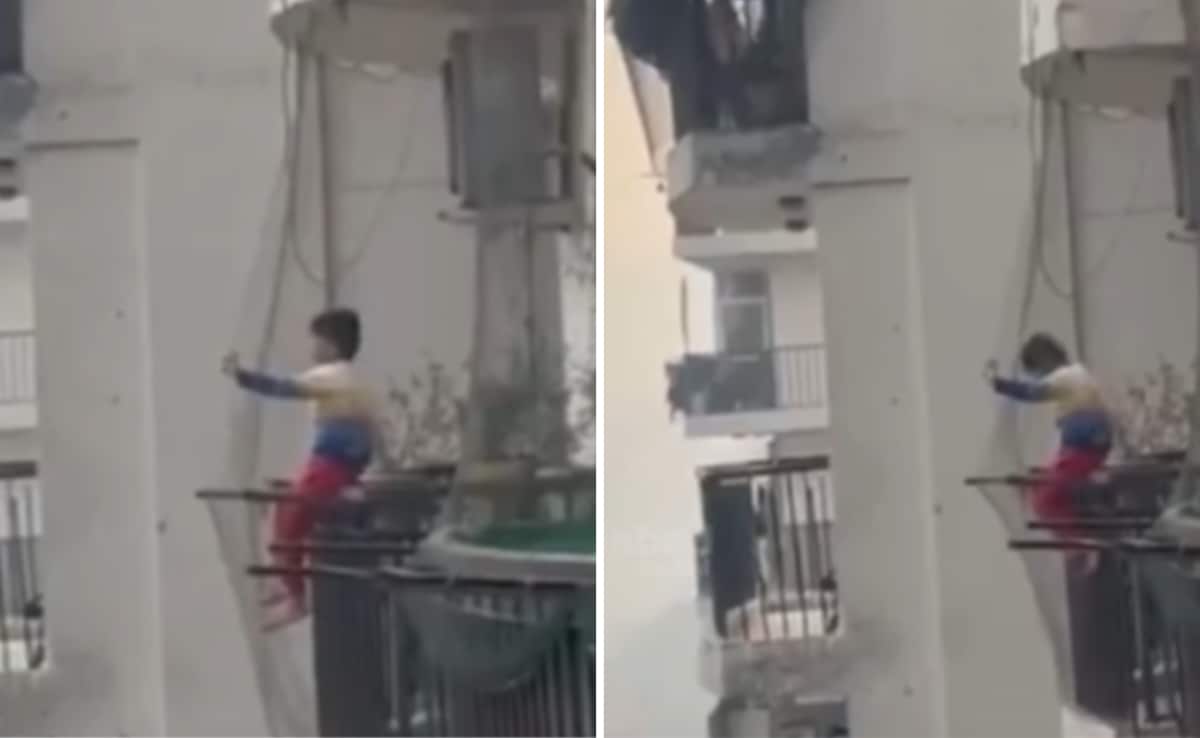 Video: Boy Sitting On Balcony Grill Of Ghaziabad High-Rise Sparks Concern