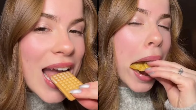 अमेरिकी महिला ने पहली बार चखे भारतीय स्नैक्स, चिप्स खाकर दिया ऐसा रिएक्शन, लोग बार-बार देख रहे VIDEO