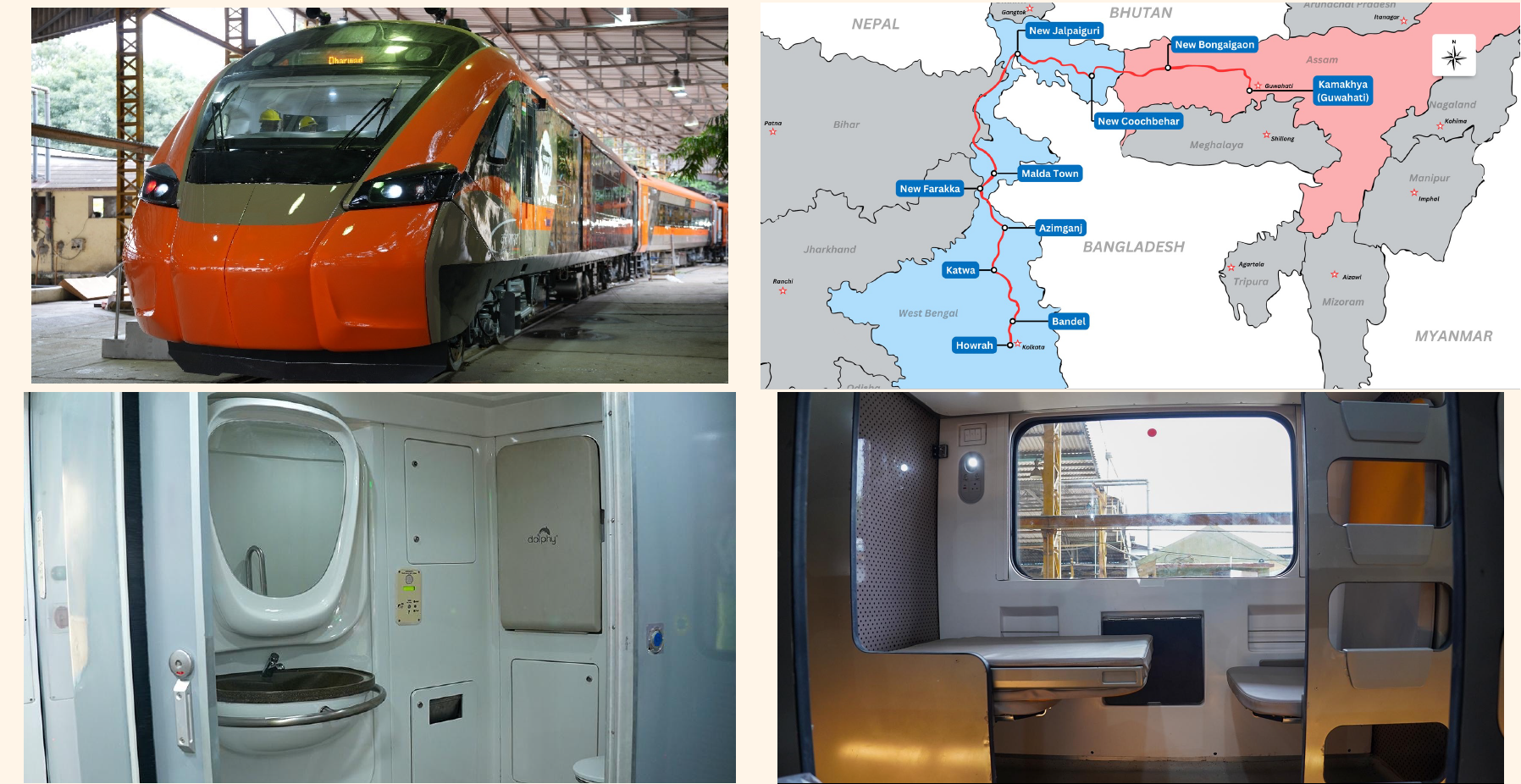 स्लीपर वंदे भारत का रूट मैप और इंटीरियर.