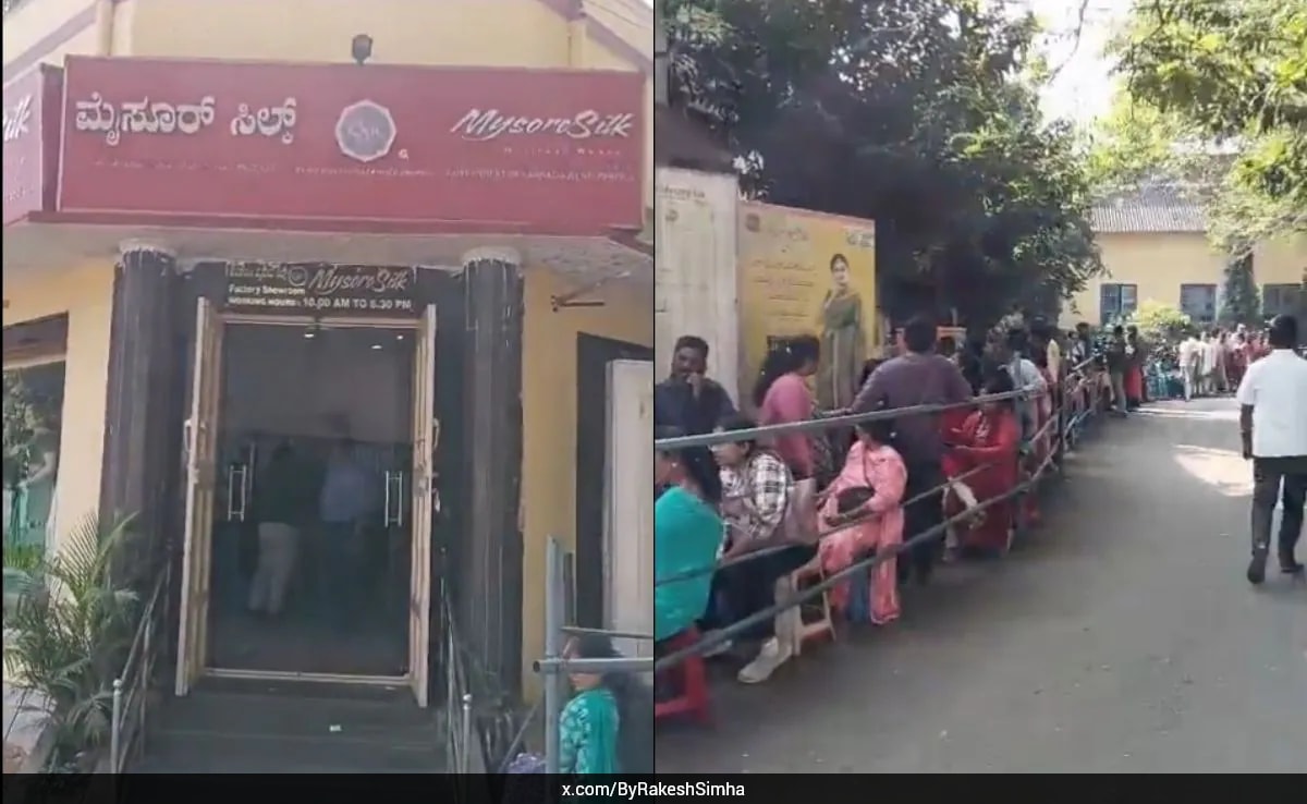 Early Morning Queues at KSIC Bengaluru Showroom Reflect High Demand for Mysore Silk Sarees