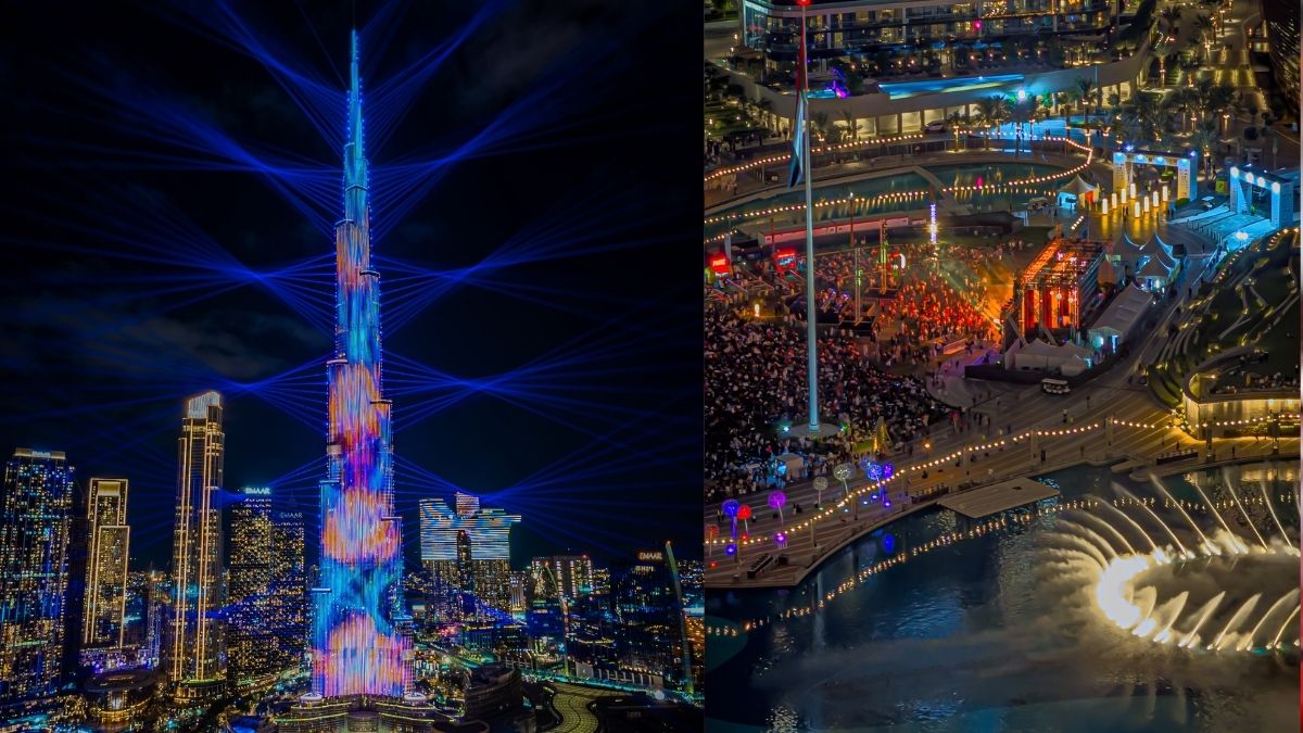 बुर्ज खलीफा पर नए साल का भव्य स्वागत: आसमान में दिखा 'फीनिक्स', रंग बिरंगी रोशनी से चमचमाया दुबई
