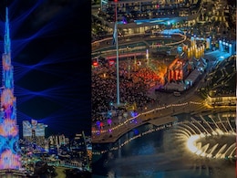 बुर्ज खलीफा पर नए साल का भव्य स्वागत: आसमान में दिखा &lsquo;फीनिक्स&rsquo;, रंग बिरंगी रोशनी से चमचमाया दुबई