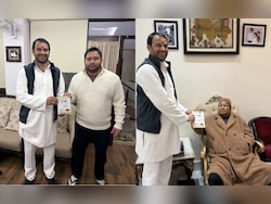 Tej Pratap Yadav Meets Lalu, Tejashwi, Invites Them For Dahi-Chura Feast