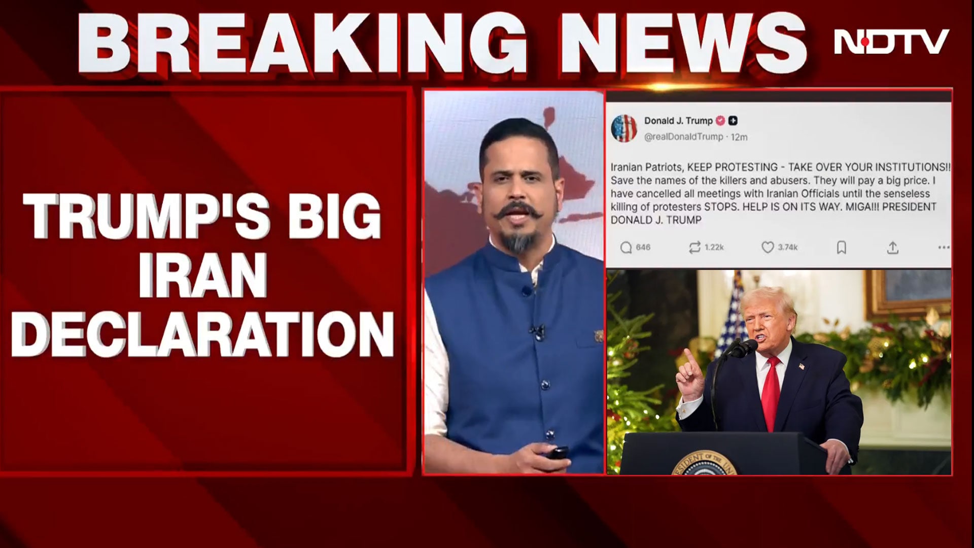 "Keep Protesting, Help Is On Its Way": Trump's Big Message To Iranians