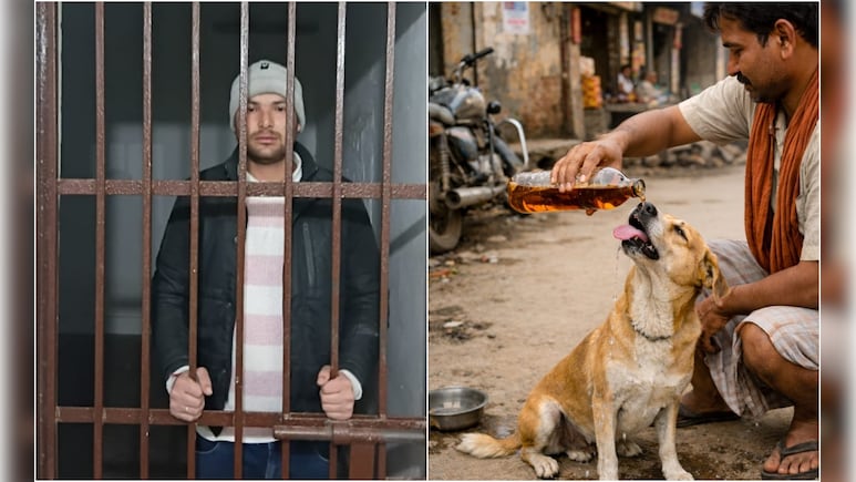 यूपी में कुत्ते को युवक ने बोतल से जबरन पिलाई शराब, पुलिस की गिरफ्त में आरोपी, वीडियो वायरल