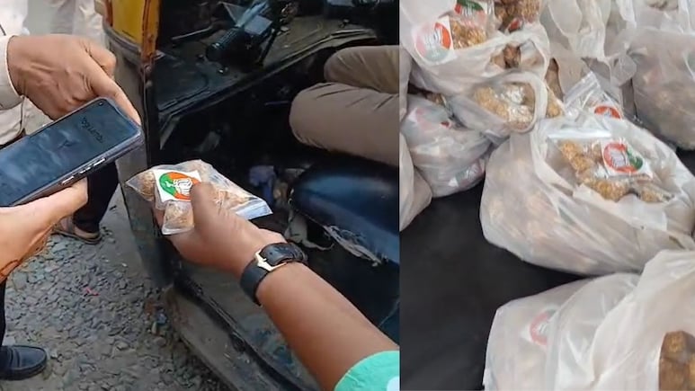 BJP के स्टीकर वाले तिल के लड्डू बांटने पर बवाल, उद्धव सेना ने रुकवाया रिक्शा, चुनाव आयोग तक पहुंचा मामला