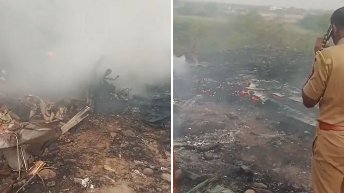 बारामती में अजीत प्वार का प्लेन क्रैश-घटनास्थल का पहला वीडियो