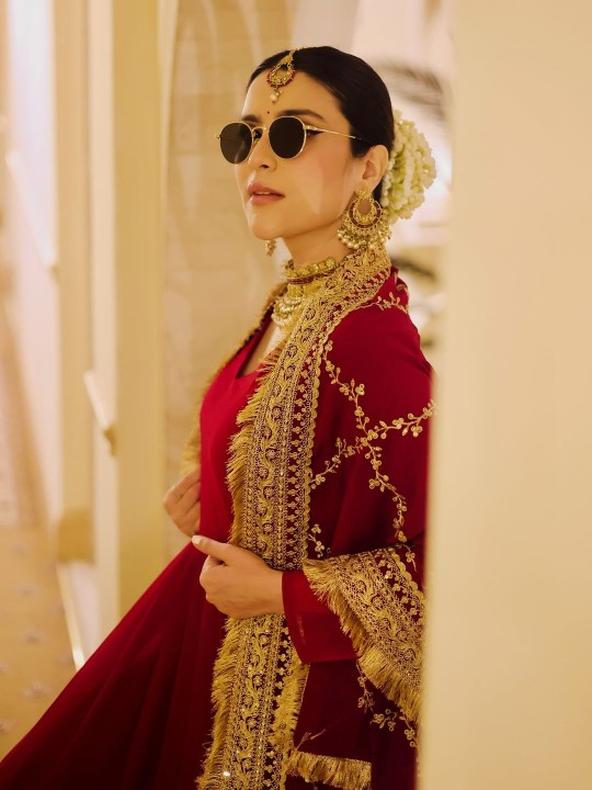 Khanzaadi Stuns in Royal Maroon Anarkali