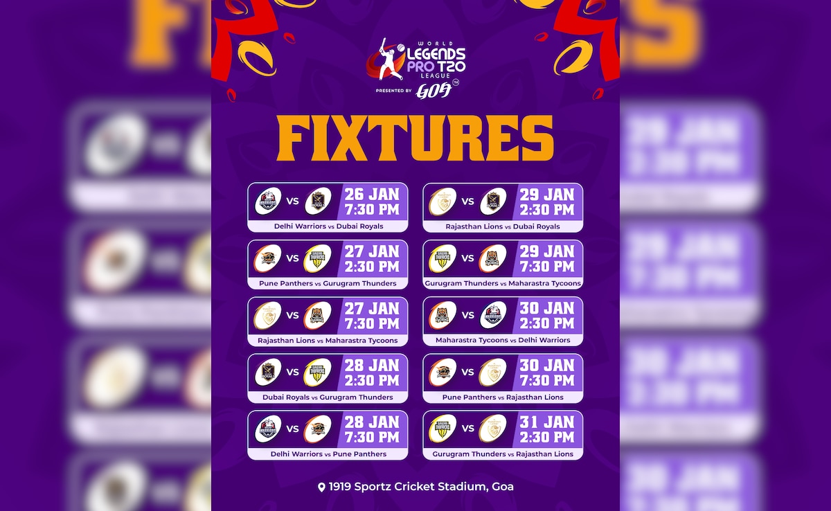 World Legends Pro T20 League Announces Squads And Fixtures For Inaugural Season