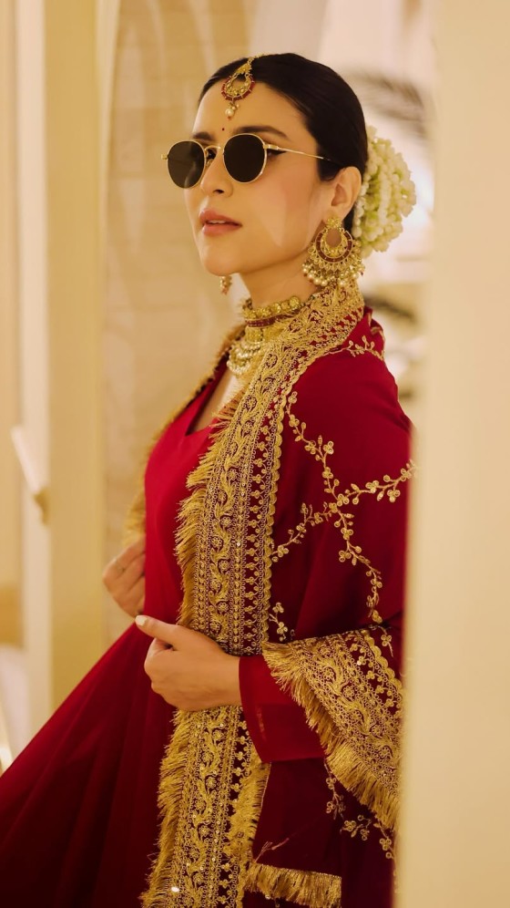 Khanzaadi Stuns in Royal Maroon Anarkali