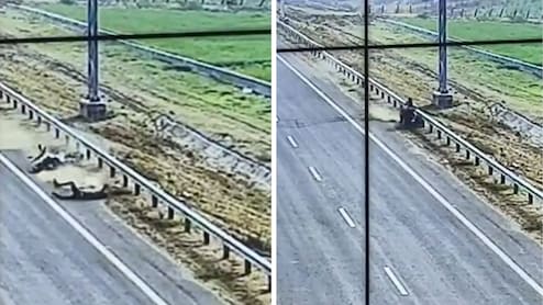 On Camera, 2 Die As Speeding Bike Veers, Rams Highway Railing In Telangana