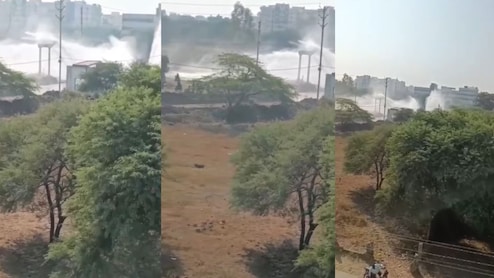 VIDEO: इंदौर में नर्मदा की पाइपलाइन फूटी, फव्वारे की तरह उछला पानी, लीकेज पर फिर उठे सवाल