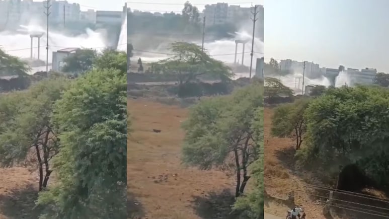 VIDEO: इंदौर में नर्मदा की पाइपलाइन फूटी, फव्वारे की तरह उछला पानी, लीकेज पर फिर उठे सवाल