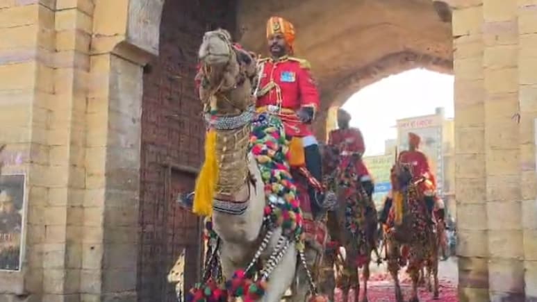 BSF के सजे-धजे ऊंट और विदेशी पर्यटकों का जमावाड़ा, डेजर्ट फेस्टिवल के रंगों में रंगा रेगिस्तान