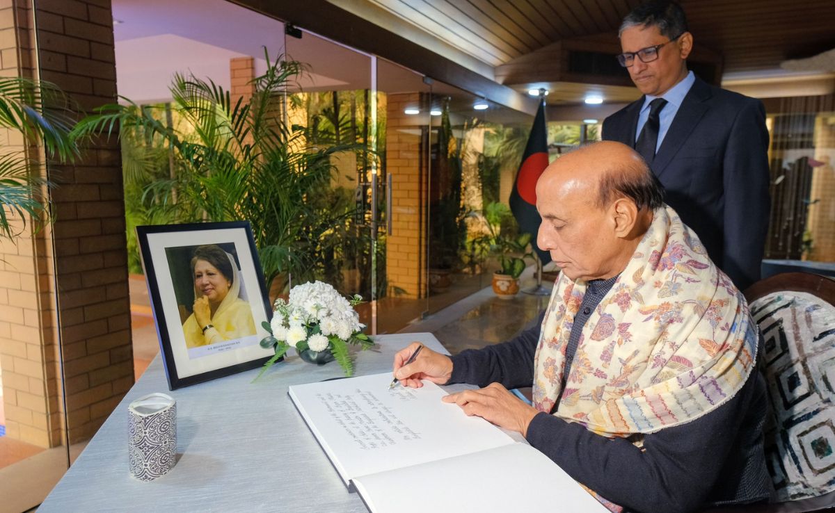 Rajnath Singh Signs Condolence Book For Zia At Bangladesh High Commission